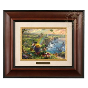Kinkade Disney Brushworks: Mickey and Minnie In Ireland (Classic Burl Frame)