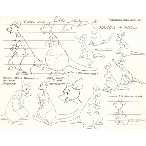 Disney Publication Model Sheet: Kanga and Roo (Winnie the Pooh) signed Frank Thomas and Ollie Johnston
