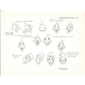 Disney Publication Model Sheet: Jiminy Cricket - Facial Expressions