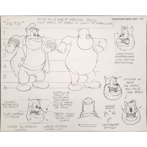Disney Publication Model Sheet: Peg Leg Pete - Proportions signed Ollie Johnston and Frank Thomas