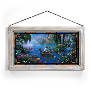 Kinkade Disney Stained Glass Art: The Little Mermaid II (Whitewash Frame)