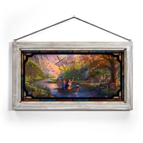 Kinkade Disney Stained Glass Art: Pocahontas (Whitewash Frame)