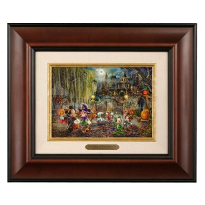 Kinkade Disney Brushworks:&nbsp;Mickey and Minnie Halloween Fun (Classic Burl Frame)