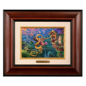 Kinkade Disney Brushworks:&nbsp;Tangled Up in Love (Classic Burl Frame)