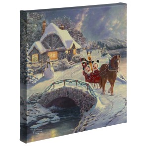 Kinkade Disney Minis: Mickey and Minnie Evening Sleigh Ride