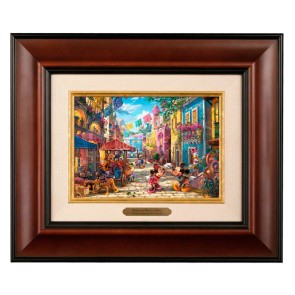 Kinkade Disney Brushworks: Mickey and Minnie in Mexico (Classic Burl Frame)