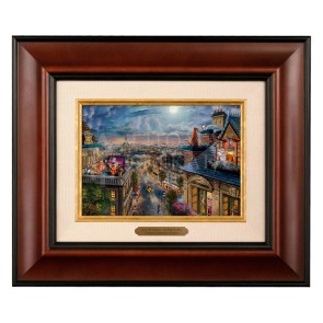 Kinkade Disney Brushworks: The Aristocats - Love Under the Moon (Classic Burl Frame)