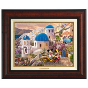 Kinkade Disney Canvas Classics: Mickey and Minnie in Greece (Classic Burl Frame)
