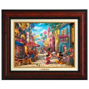 Kinkade Disney Canvas Classics: Mickey and Minnie in Mexico (Classic Burl Frame)