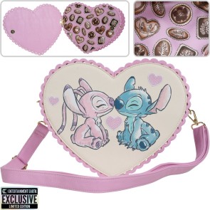 Loungefly Lilo & Stitch Angel and Stitch Heart Kiss Crossbody Purse (WDTB2950)