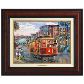 Kinkade Disney Canvas Classics: Mickey and Minnie in San Francisco (Classic Burl Frame)