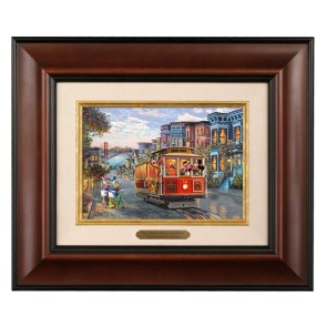 Kinkade Disney Brushworks: Mickey and Minnie in San Francisco (Classic Burl Frame)