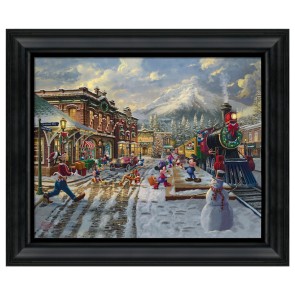 Thomas Kinkade Brushstroke Vignette: Mickey and Minnie Candy Cane Express