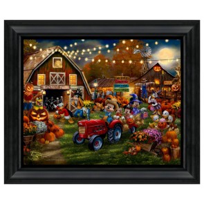 Thomas Kinkade Brushstroke Vignette: Mickey and Minnie Pumpkin Festival