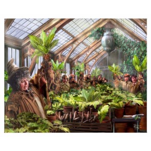 Kinkade 30" x 24" Gallery Wrapped Canvas: Harry Potter Hogwarts Greenhouse