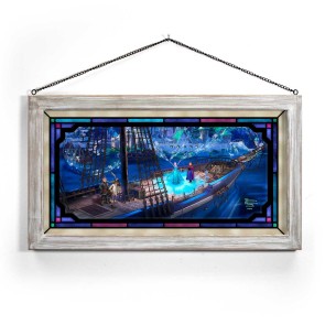 Kinkade Disney Stained Glass Art: Frozen Love and Magic (White Wash Frame)