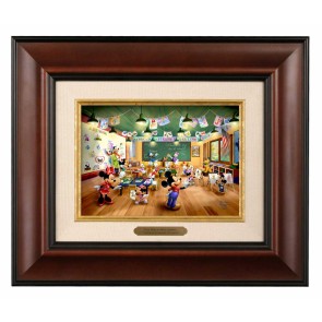 Kinkade Disney Brushworks:&nbsp;Mickey and Minnie Schoolhouse (Classic Burl Frame)