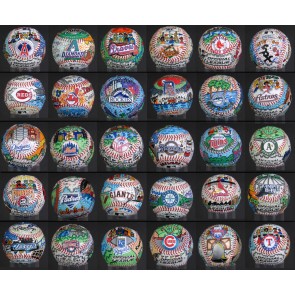 Hand Painted Baseball by Charles Fazzino