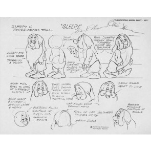 Disney Publication Model Sheet: Sleepy signed Ollie Johnston and Frank Thomas
