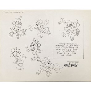 Disney Publication Model Sheet: Minnie Mouse (a) signed Marc Davis