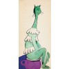 Greenish Cat on Pinkish Pot by Dr. Seuss