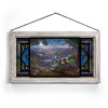 Kinkade Disney Stained Glass Art: Lady and the Tramp Falling in Love