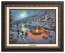Kinkade Disney Canvas Classics: Mickey and Minnie Christmas Lodge (Classic Aged Bronze Frame)