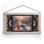Kinkade Disney Stained Glass Art: Mickey and Minnie Sweetheart Holiday (Whitewash Frame)